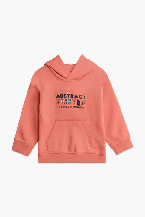 Boys Branded Pullover Hoodie - Orange