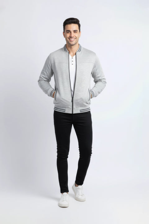 Men Quilt Zipper Jacket MJQT01 - Heather Gray