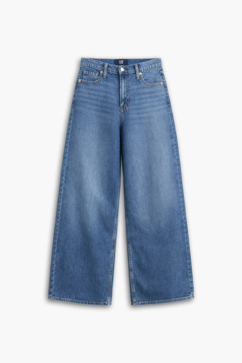 Women's Branded Wide Leg Jeans - BLUE