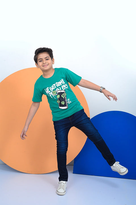 Boys Graphic T-Shirt BT24#39 - D/Green