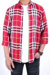 Men Casual Double Check Shirt MCS24-09 - Red