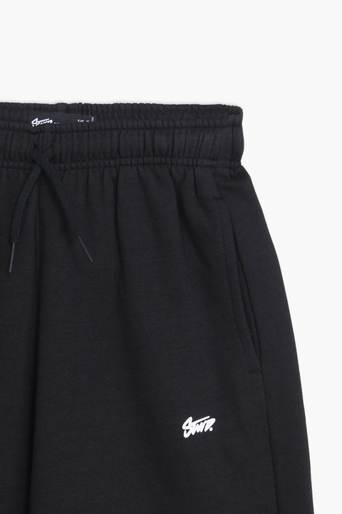 Men Branded Fleece Trouser - Black