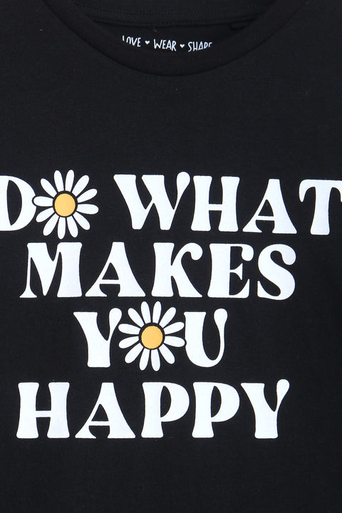 Girls Branded Graphic T-Shirt F/S - Black