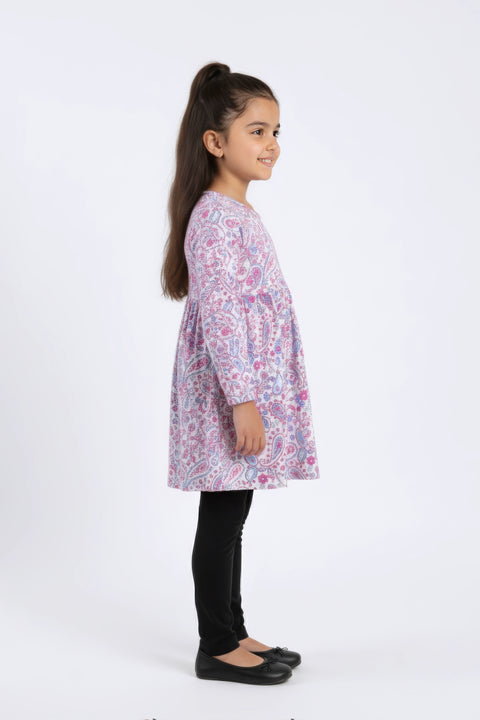Girl Branded Graphic Frock - Multi