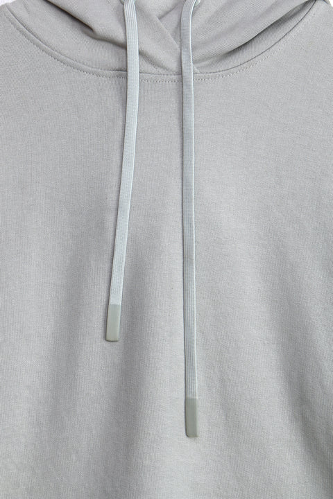 Men Branded Pullover Hoodie - L/Grey