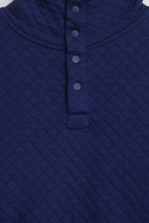 Men Branded Quilt Mock Neck - Blue