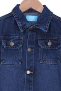 Girl Denim Jacket With Front Pocket G406-2023 - D/Blue