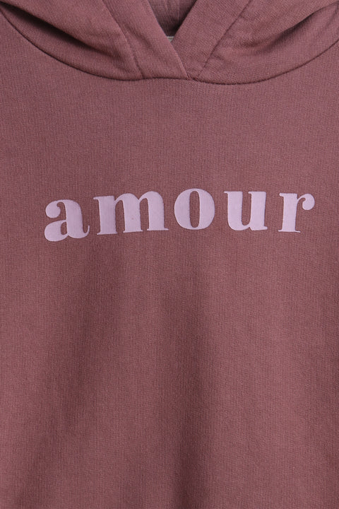 Girls Branded Pullover Hoodie - Plum