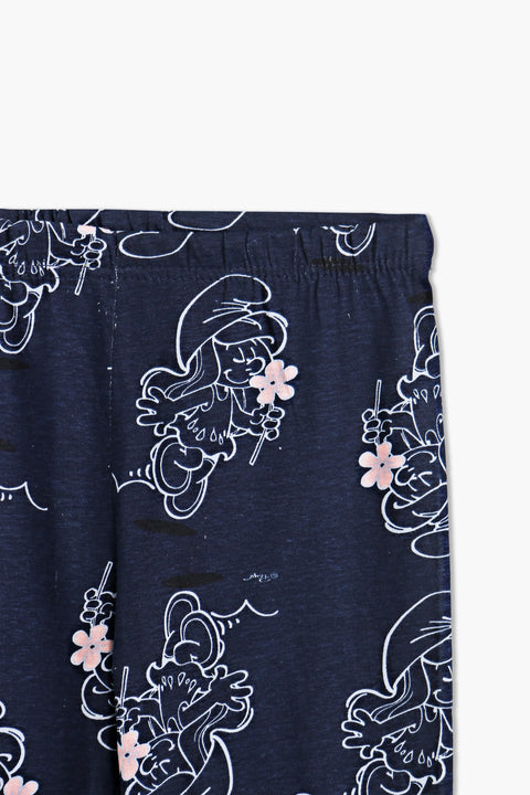 Girls Branded Pajama - Navy