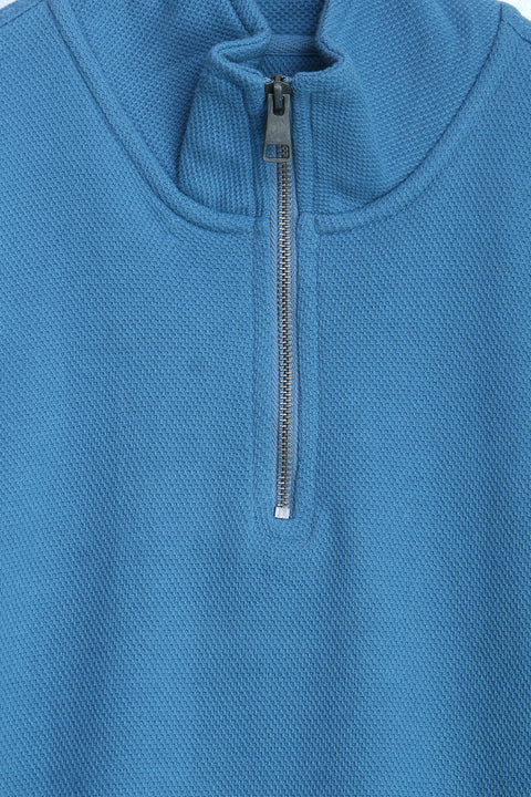 Men Branded Mock Neck - Denim Blue