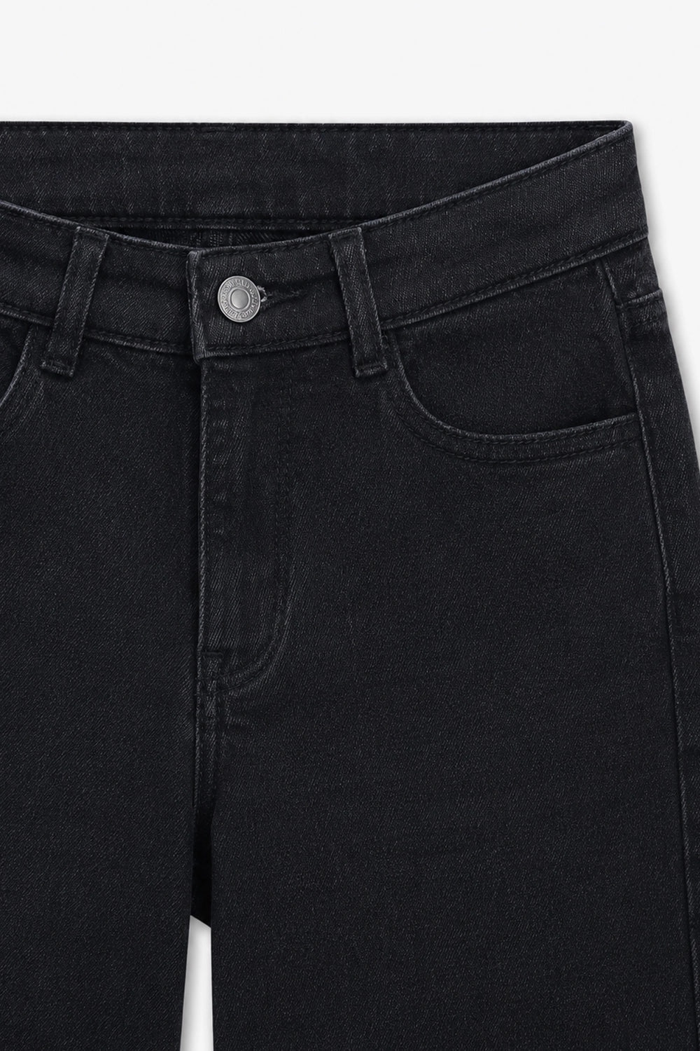 Girls Branded Wide Leg Denim pant - Charcoal