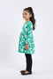 Girl Branded Graphic Frock - Green