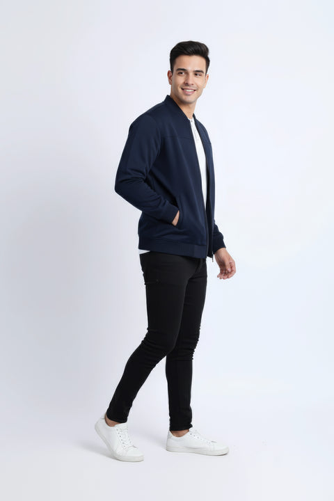 Men Pique Zipper Jacket MJP03 - Navy