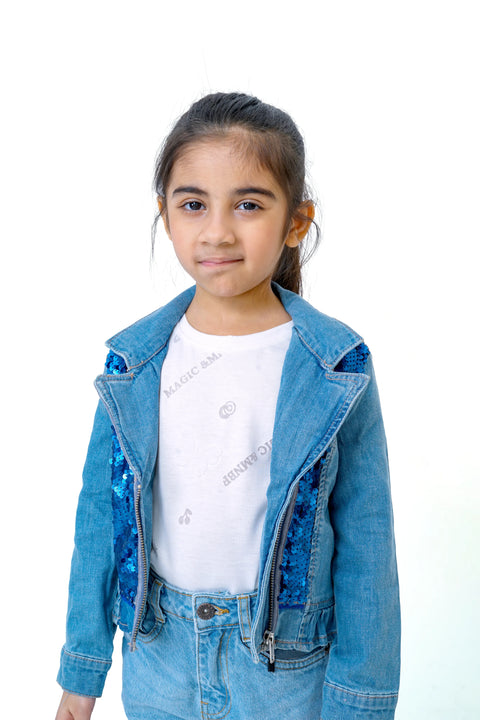 Girl Branded Denim Jacket - L/Blue