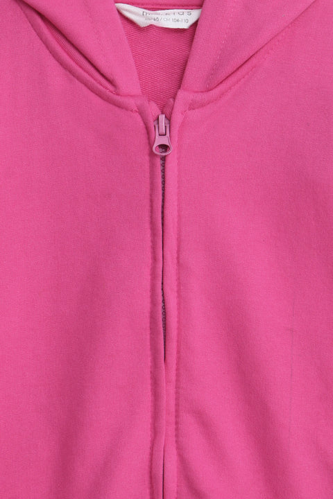 Girls Branded Hoodie Zipper - Pink