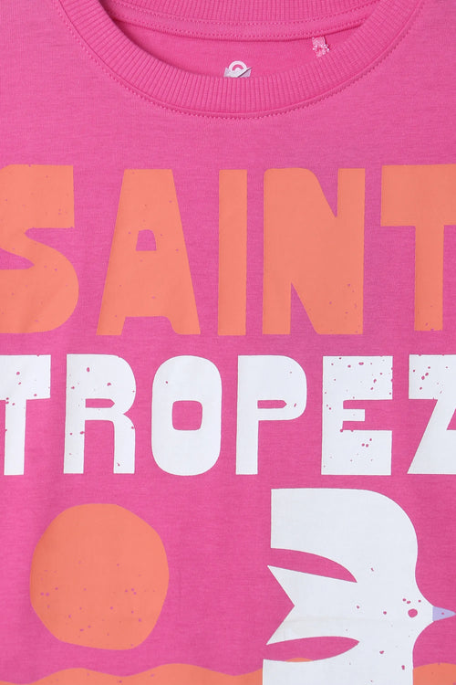 Girls Branded Graphic T-Shirt - Pink