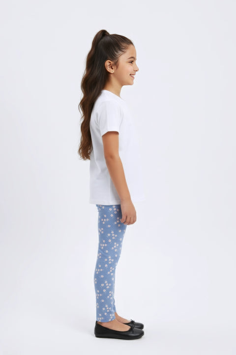 Girls Branded Graphic Legging - Blue