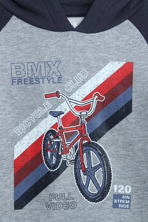 Boys Branded Pullover Hoodie - Heather Grey