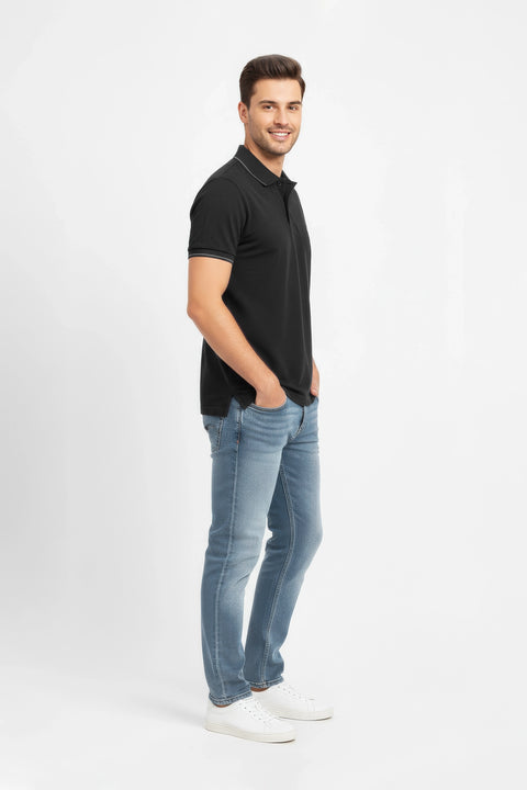 Men Branded Polo - Black