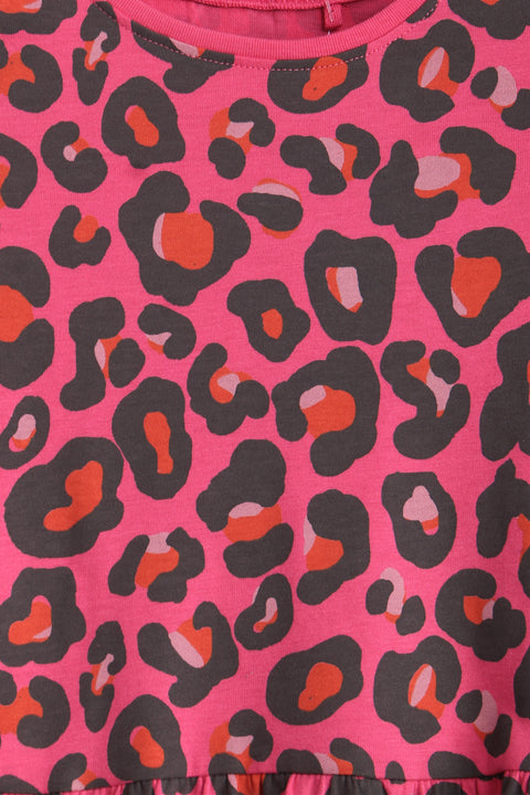 Girl Branded Graphic Frock - Hot Pink