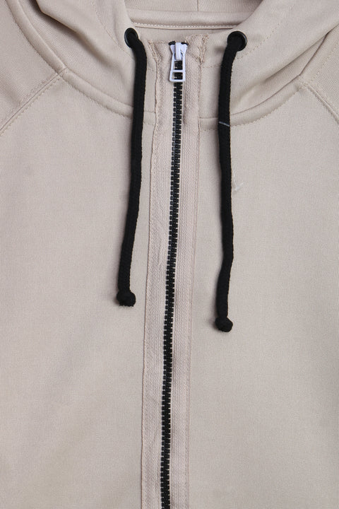 Men Branded Zipper Hoodie - Cream