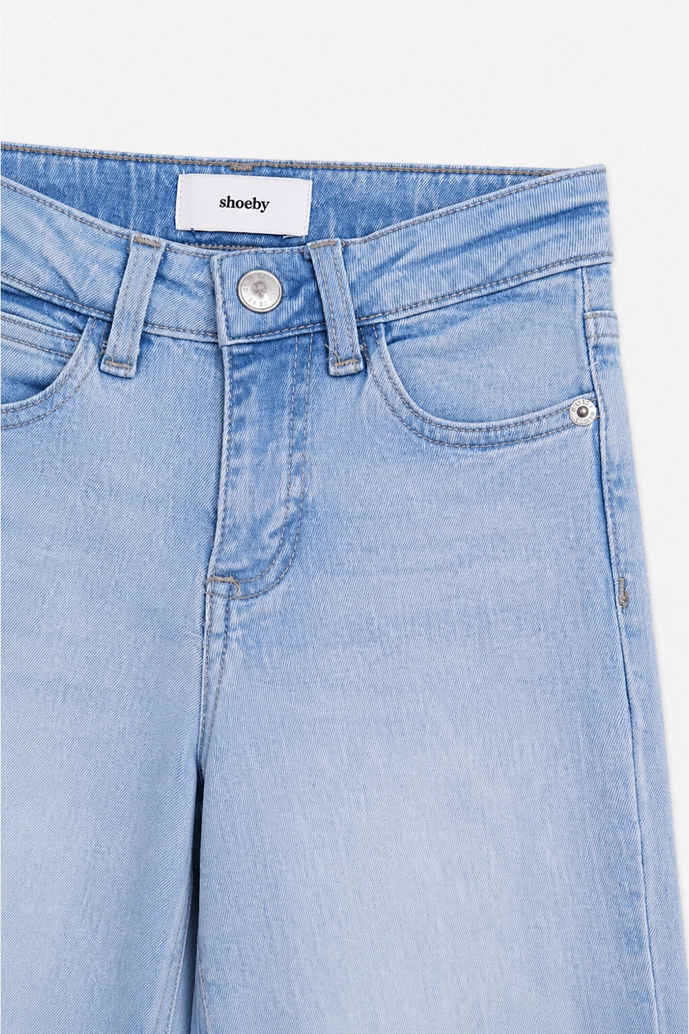 Girls Branded Wide Leg Denim pant - L/Blue