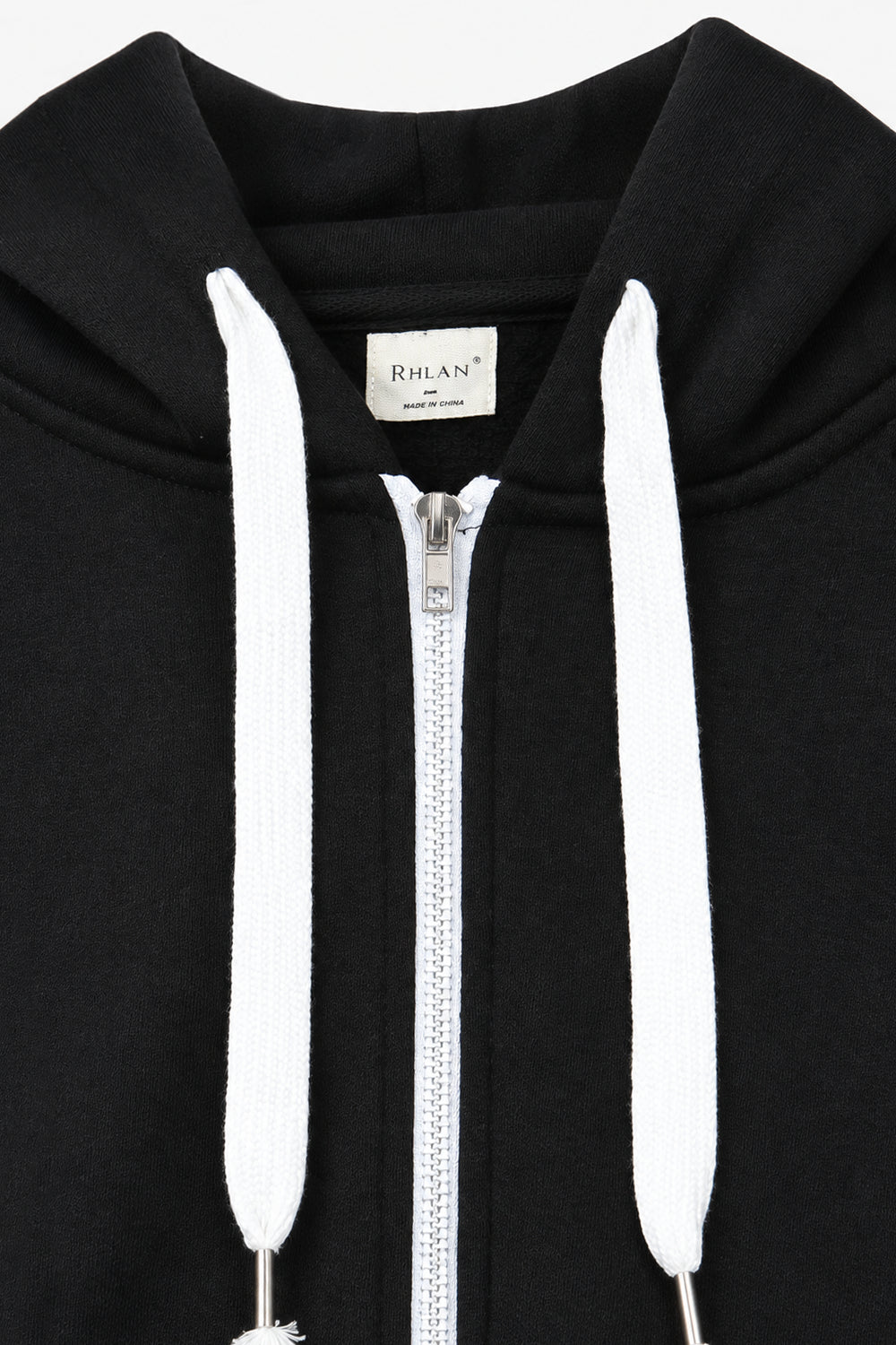 Women Branded Fleece Cropped Zipper Hoodie - Black