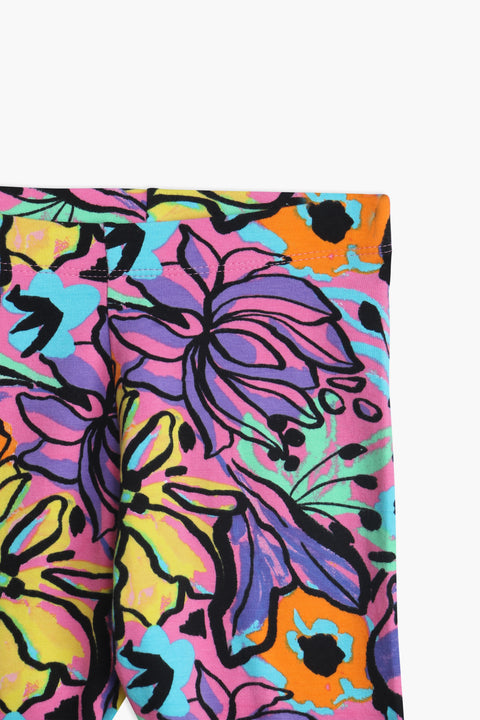Girls Branded Printed Capri - Multi