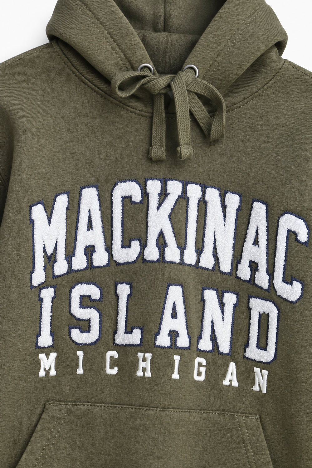 Men Branded Graphic Pullover Hoodie - Olive