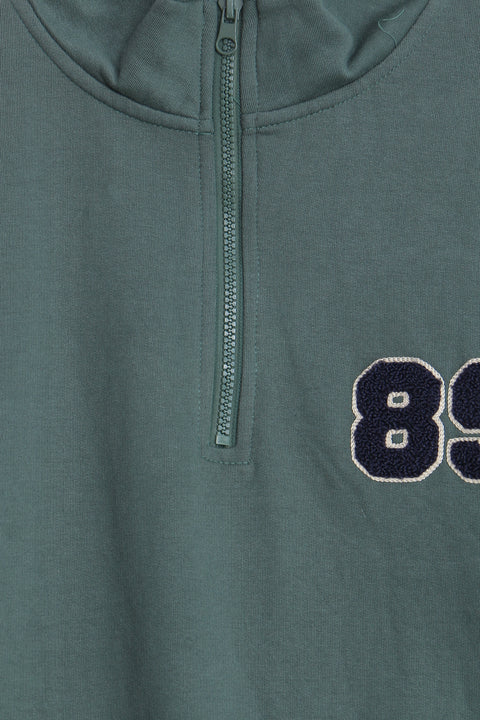 Men Branded Mock Neck - Green