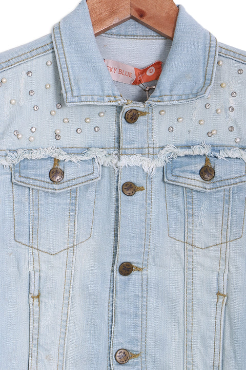 Girl Branded Denim Jacket - Lite Blue