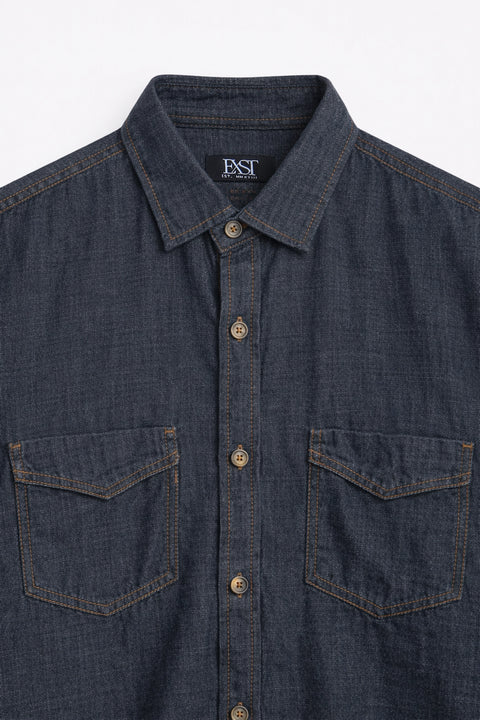 Men Denim Shirt DBP Pocket MDS23-03 - D/Grey