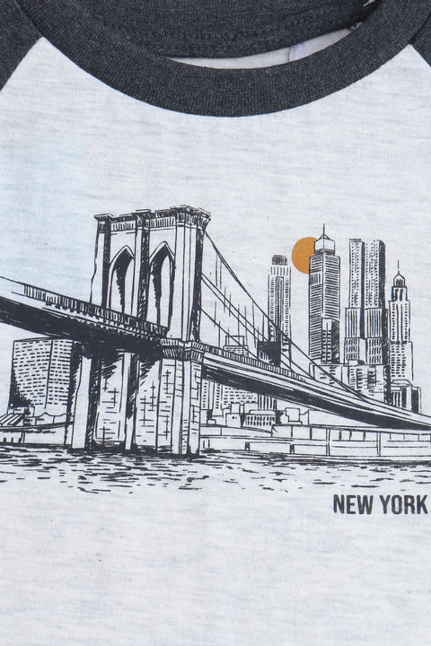 Boys Branded Graphic T-Shirt - Grey and White