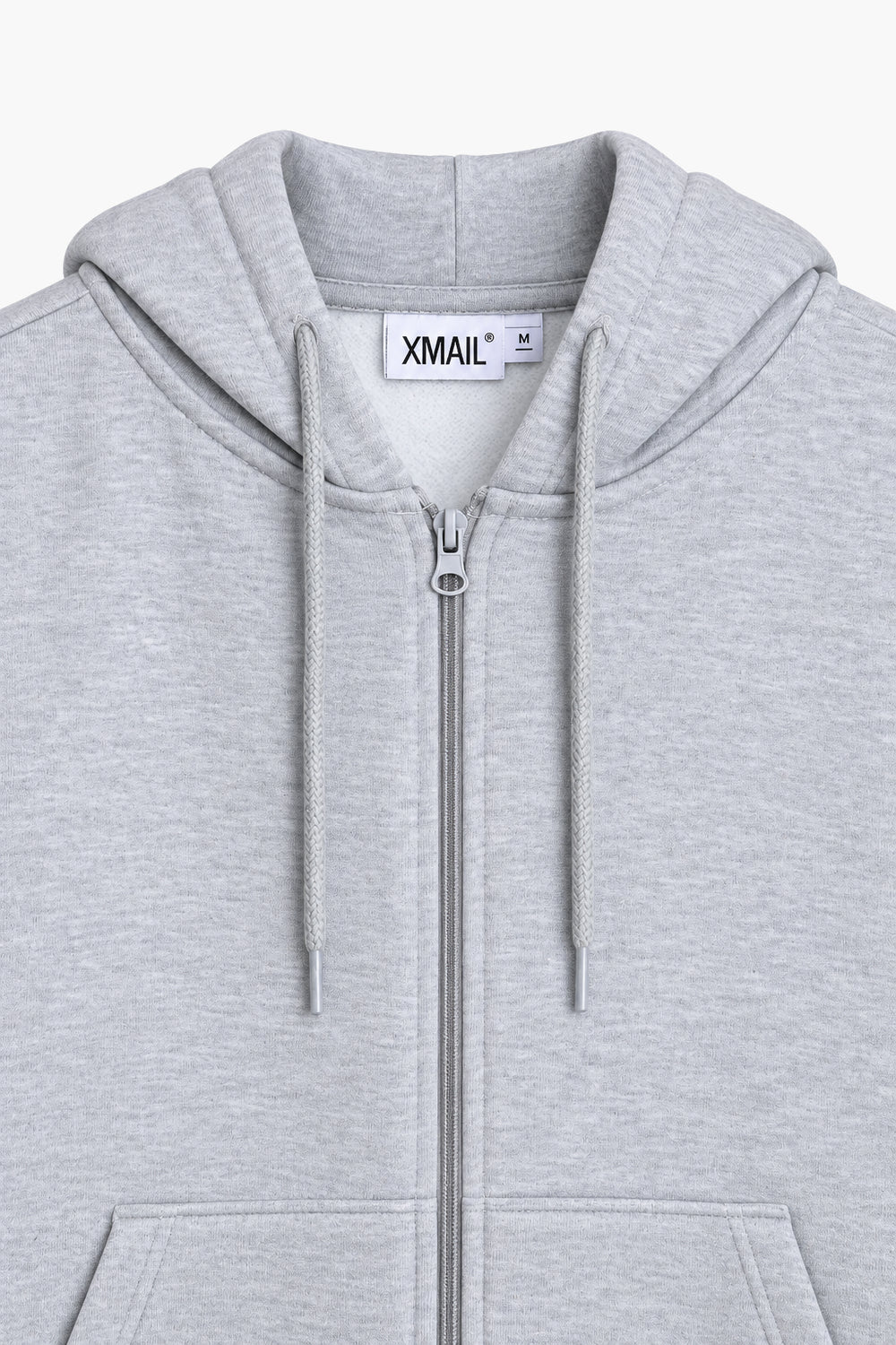 Men Branded Pull Over Hoodie Zipper - L/Grey