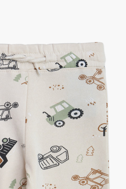 Boys Branded Graphic Trouser - Cream