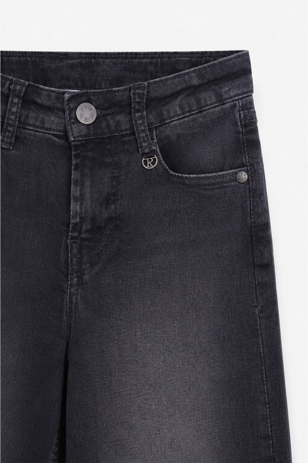 Girls Branded Wide Leg Denim pant - D/Grey