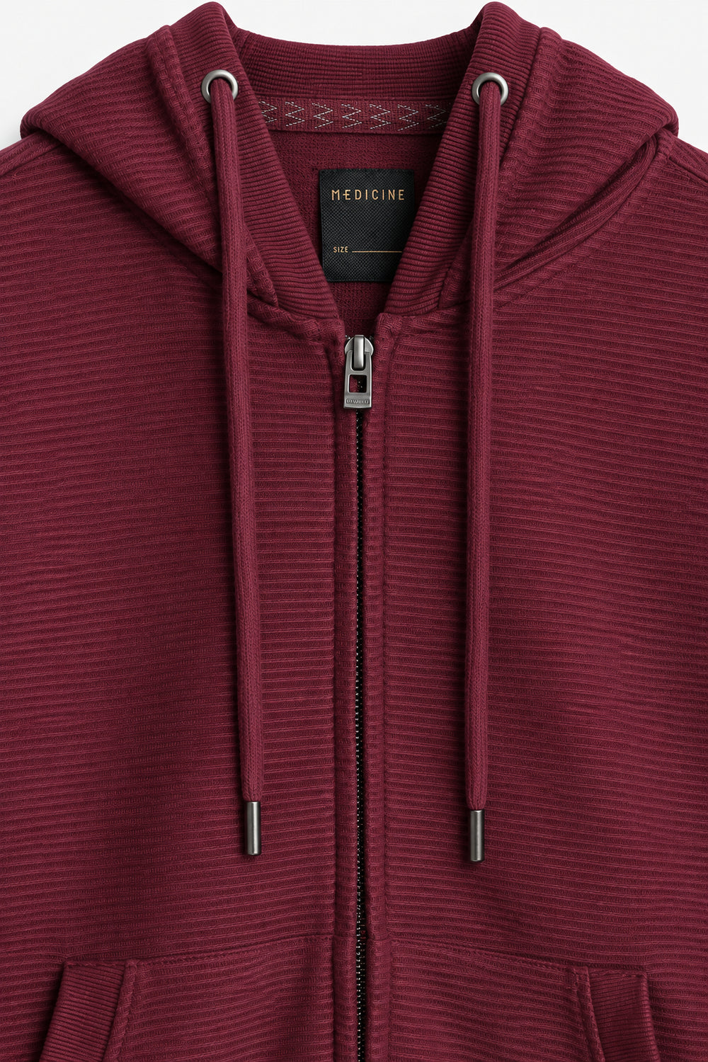 Men Branded Hoodie Zipper - Burgundy