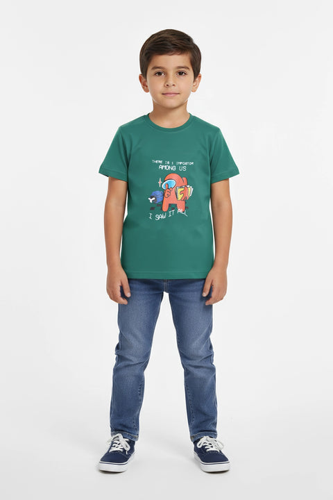 Boys Graphic T-Shirt BT24#05 - D-Green