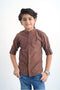 Boys Casual Dobby Shirt BCS24-1 - Brown