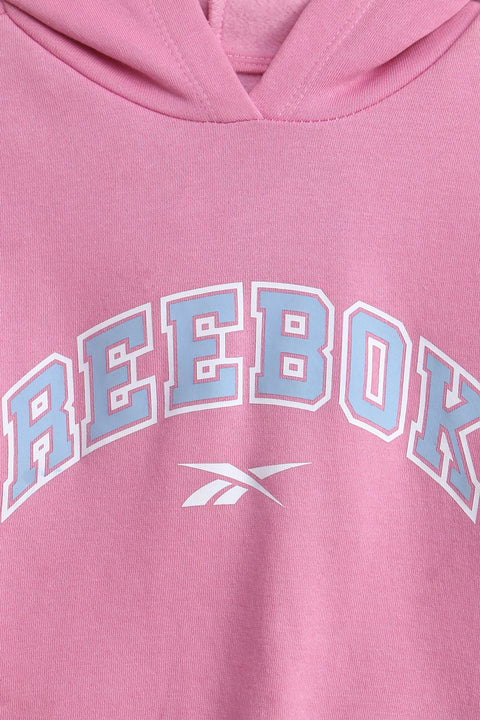 Girls Branded Pullover Hoodie - Pink