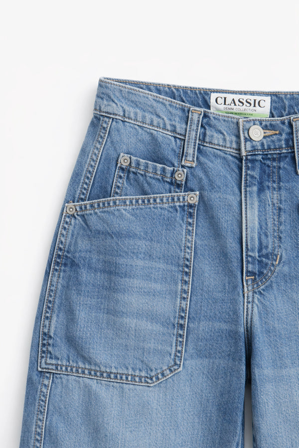 Women's Branded Wide Leg Jeans - Blue
