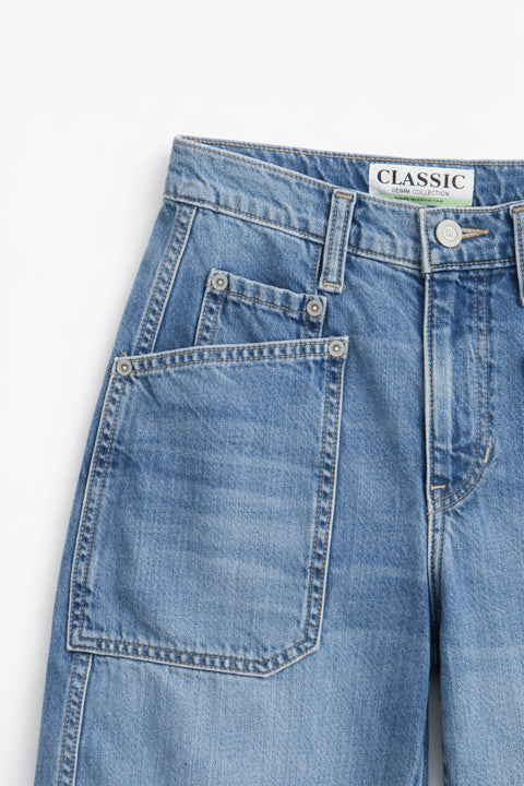 Women's Branded Wide Leg Jeans - Blue