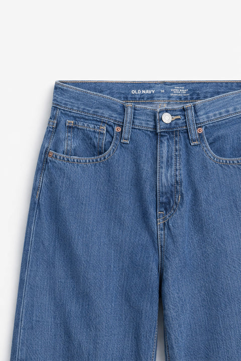 Girls Branded Wide Leg Jeans  - M/Blue