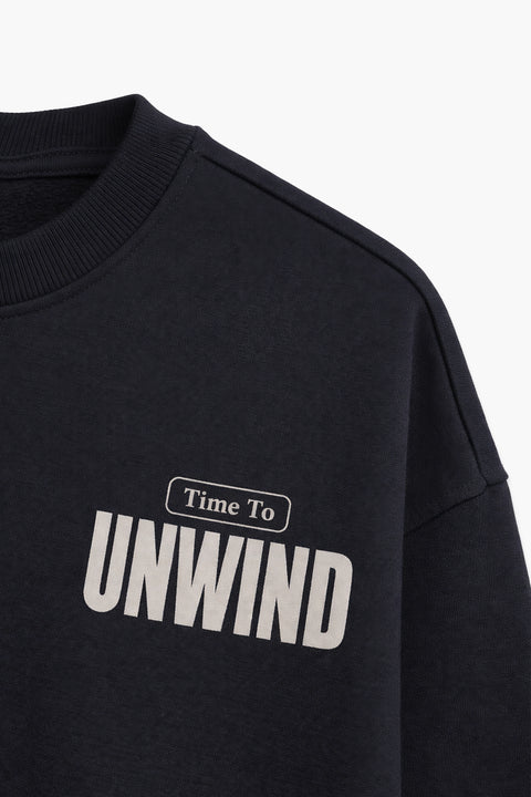 Men Branded Graphic Sweatshirt - Navy