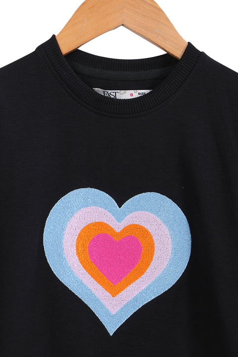 Girls Embellish Graphic Sweatshirt GS-10 - Black