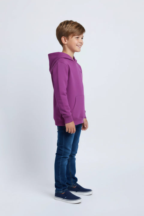 Boys Branded Pullover Hoodie - Purple