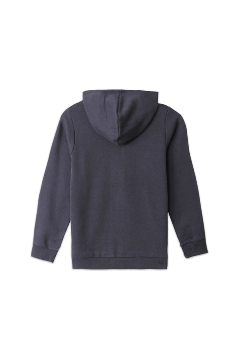 Girls Branded Fleece Hoodie Zipper - Charcoal