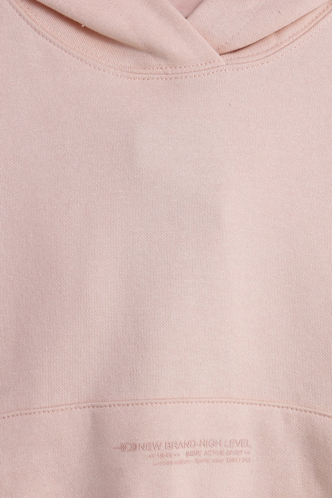 Girls Branded Pullover Hoodie - Peach