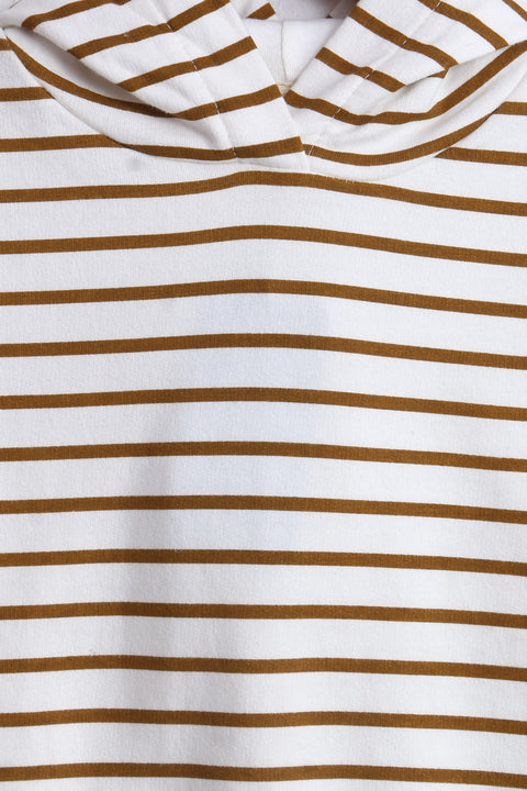 Girls Branded Lining Hoodie Sweatshirt - Brown And White