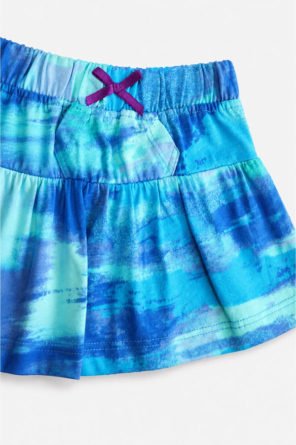 Girls Graphic Cotton Mini Skirt - Blue